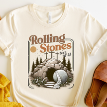 Load image into Gallery viewer, Beige t-shirt with 'Rolling Stones Since AD 33' graphic design 