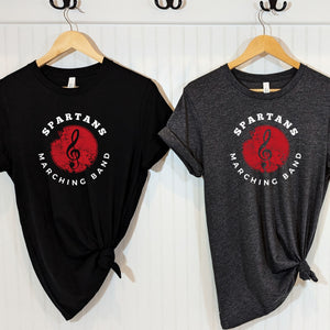 Spartans Marching Band T Shirts In Black And Dark Heather Gray