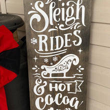 Load image into Gallery viewer, Wooden sign with white text and graphics on a wooden surface