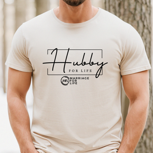 Hubby For Life Heather Natural T Shirt