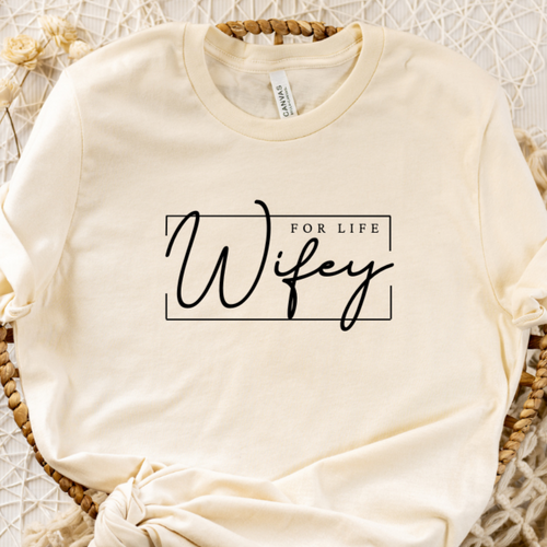 Wifey For Life Heather Natural T Shirt