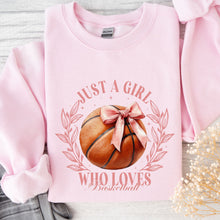 Load image into Gallery viewer, Just A Girl Who Loves Basketball Crew Neck Sweatshirt