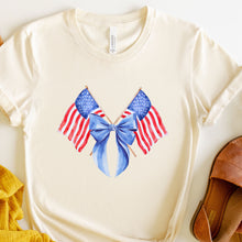 Load image into Gallery viewer, Patriotic Flags Watercolor Style Image Natural T Shirt