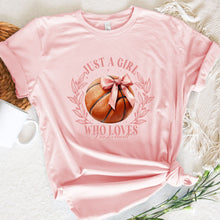 Load image into Gallery viewer, Just A Girl Who Loves Basketball Pink T Shirt