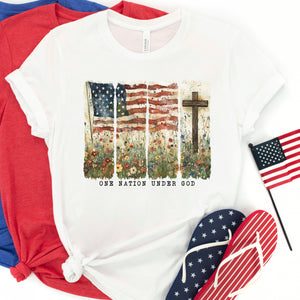 One Nation Under God White Bella Canvas T Shirt