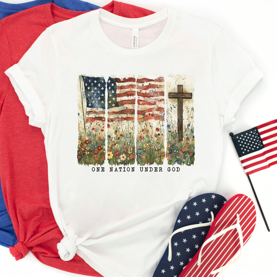 One Nation Under God White Bella Canvas T Shirt