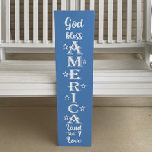 Load image into Gallery viewer, Blue sign with white text &#39;God Bless America&#39;