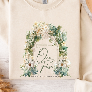 No Longer Two But One Flesh Marriage For Life Cream Crew Neck Sweatshirt