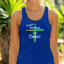 Load image into Gallery viewer, Cardio Drumming For Christ Royal Blue Racer Back Tank Top