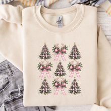 Load image into Gallery viewer, Coquette Christmas Trees And Bows Cream Colored Crew Neck Sweatshirt