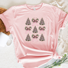 Load image into Gallery viewer, Coquette Christmas Trees Bows And Deer Pink T Shirt