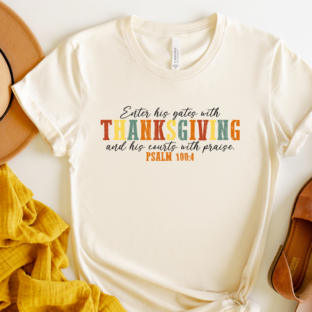 Enter His Gates With Thanksgiving Heather Natural T Shirt