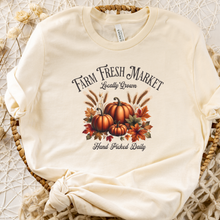 Load image into Gallery viewer, Farm Fresh Market With Pumpkins Heather Natural T Shirt