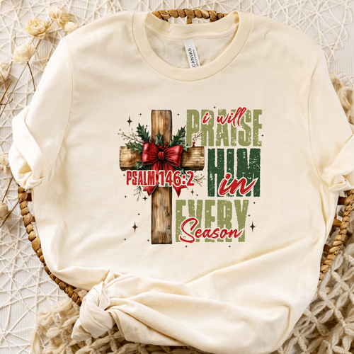 I Will Praise Him In Every Season Cream Colored T Shirt