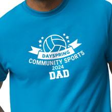 Load image into Gallery viewer, Dayspring Community Sports Volleyball Dad 2024 Blue T Shirt