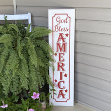 Load image into Gallery viewer, God Bless America Porch Sign White Board Red Lettering