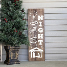 Load image into Gallery viewer, Oh Holy Night Christmas Porch Sign Dark Walnut With White Lettering