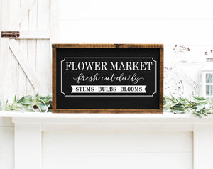 Flower Market Painted Wood Sign Black