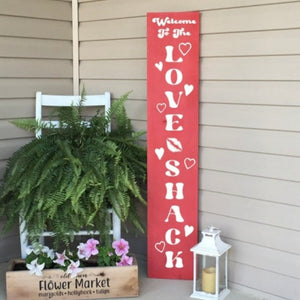 Welcome To The Love Shack Painted Wood Sign Red Board White Lettering