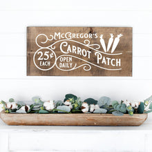Load image into Gallery viewer, McGregors Carrot Patch Easter Painted Wood Sign Dark Walnut