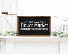 Load image into Gallery viewer, Old Town Flower Market Painted Wood Sign Black