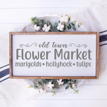 Load image into Gallery viewer, Old Town Flower Market Painted Wood Sign White